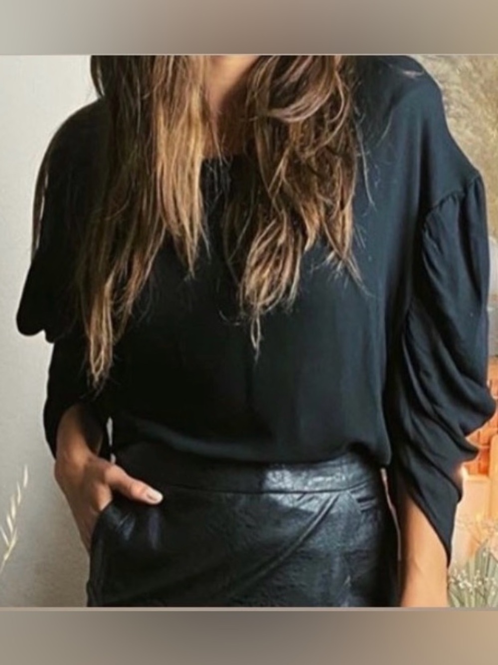 Women's Black Long-Sleeve Blouse - Classic Elegant Top
